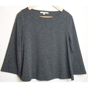 Loft small gray sweater blouse bell sleeves